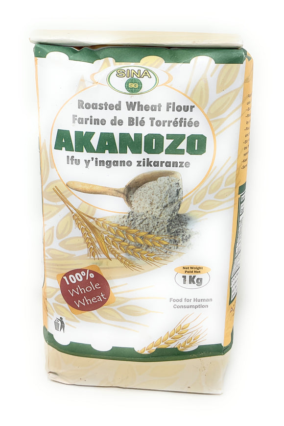 Wholesale of Roasted Wheat Flour, Akanozo, Ifu y’Ingano Zikaranze, Made in Rwanda, 1 kg or 2.2 lbs, 12 units