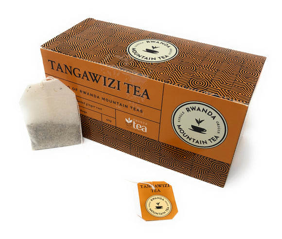 Tangawizi Tea-Blend of Rwanda Mountain Teas-Ginger Root-25 Enveloped Tea Bags