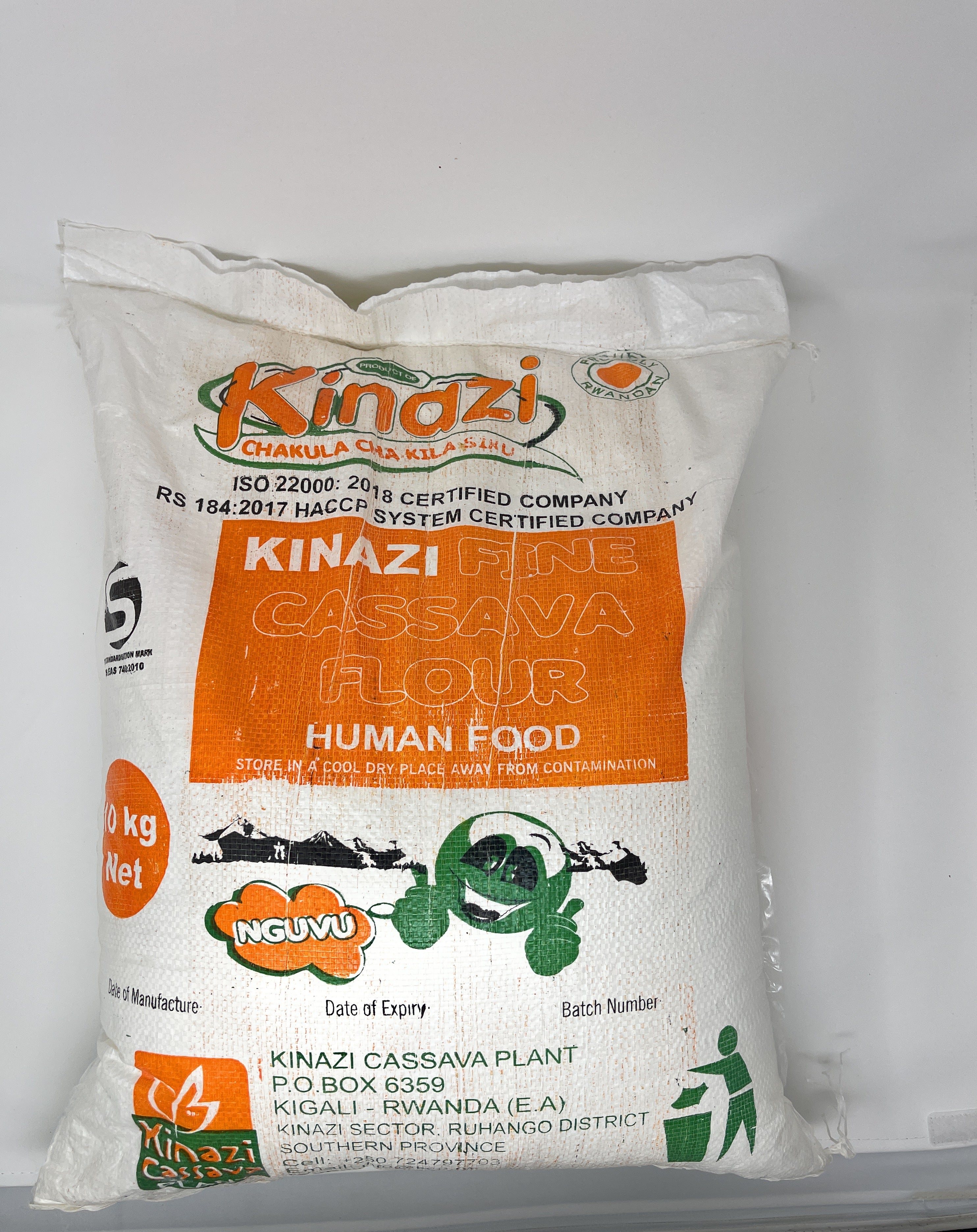 Kinazi Cassava Flour (Ugali), 22 lbs or 10 kg, Batch Tested and