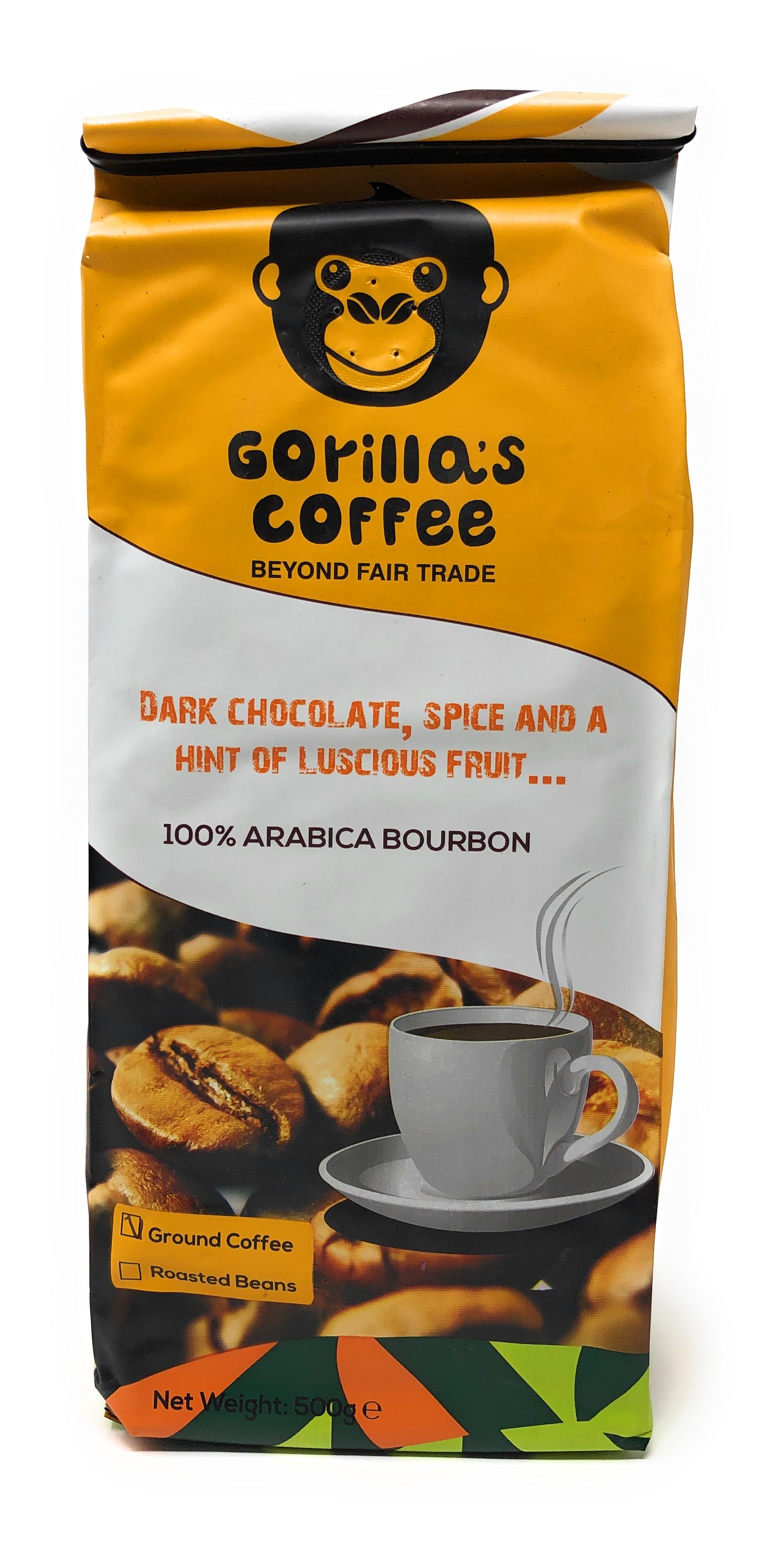 Gorilla's Coffee, 100% Arabica Bourbon, Dark Chocalate, Spice and